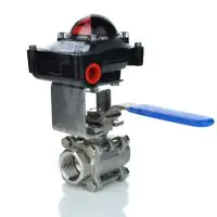 3 Piece Stainless Steel Manual Ball Valve with Limit Switchbox - 0