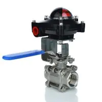 3 Piece Stainless Steel Manual Ball Valve with Limit Switchbox - 1