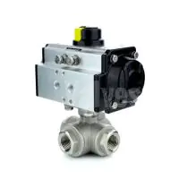 Economy 3 Way Pneumatic Actuated Stainless Steel Ball Valve - 2