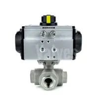 Economy 3 Way Pneumatic Actuated Stainless Steel Ball Valve - 1