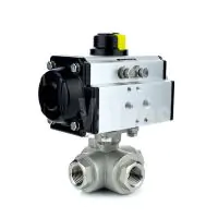Economy 3 Way Pneumatic Actuated Stainless Steel Ball Valve - 0