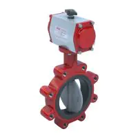 Pneumatic Actuated Bray Series 31 Lugged ANSI 150 Butterfly Valve - Nylon Coated Ductile Iron Disc - 0