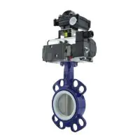 Pneumatic Actuated Wafer Pattern Butterfly Valve - PTFE Lined - 4