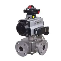 Series 33 Pneumatic Actuated 3 Way Flanged Stainless Steel Ball Valve - 3
