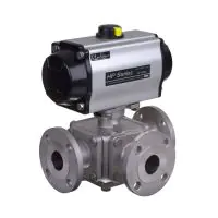Series 33 Pneumatic Actuated 3 Way Flanged Stainless Steel Ball Valve - 0