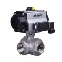 Pneumatic Actuated Series 39 3 Way Stainless Steel Ball Valve - 1