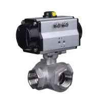 Pneumatic Actuated Series 39 3 Way Stainless Steel Ball Valve - 0