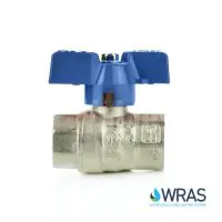 WRAS Approved Brass Ball Valve - Blue Butterfly Handle - 1