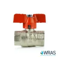 WRAS Approved Brass Ball Valve - Red Butterfly Handle - 1