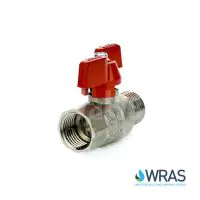 WRAS Approved Male x Female Brass Ball Valve - Red Butterfly Lever - 0