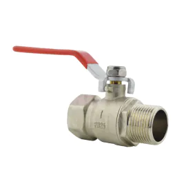 BSP Male x Female NP Brass Ball Valve Red Handle