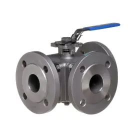 Stainless Steel Ball Valve 3 Way Full Bore PN16 Direct Mount
