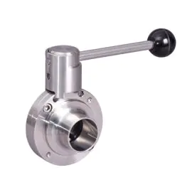 Hygienic Manual Weld End Butterfly Valve with Notch Handle