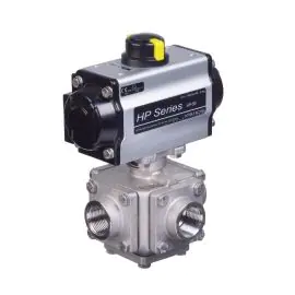 Pneumatic Actuated 3 Way Full Bore Stainless Steel Ball Valve